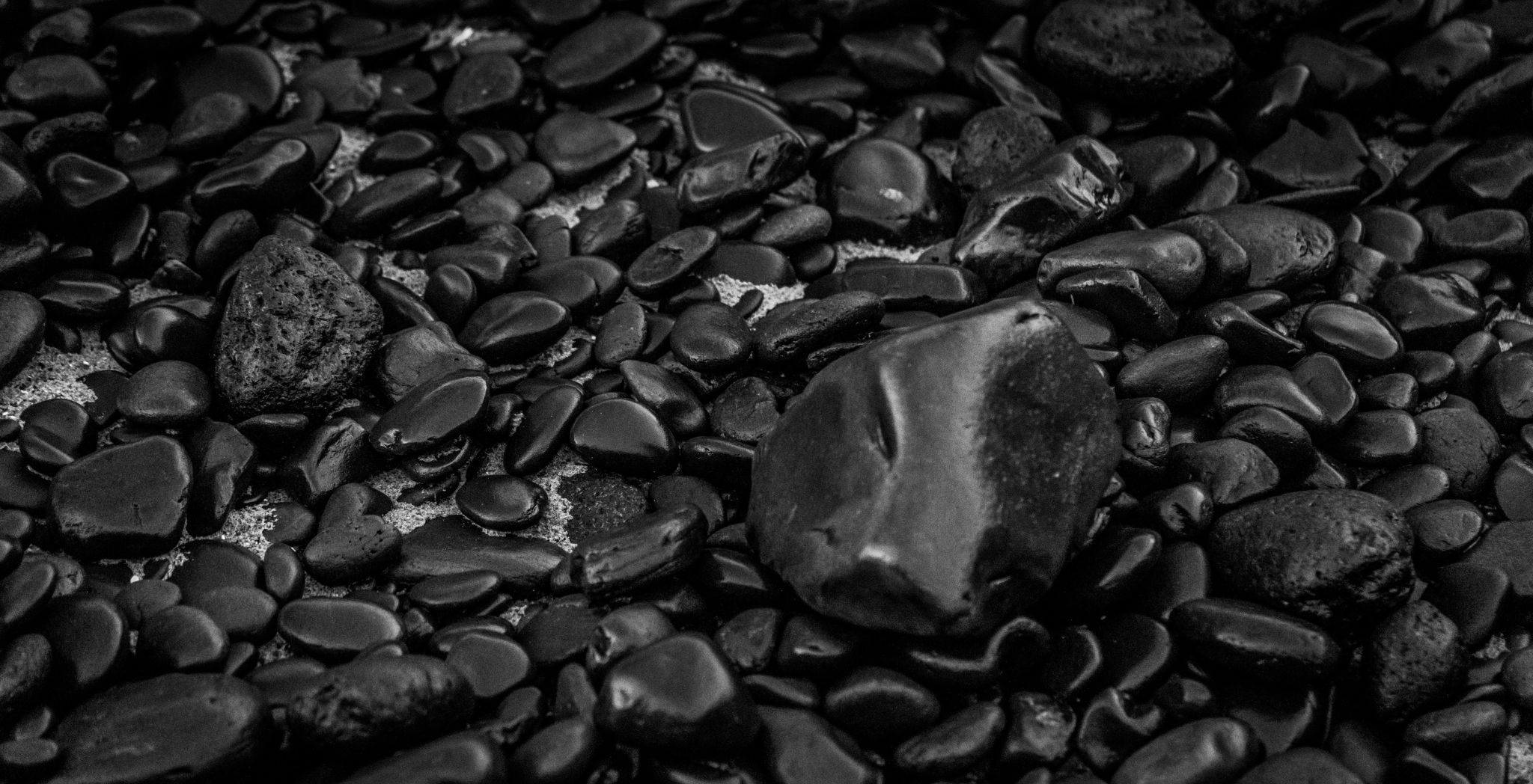 black pebbles polished